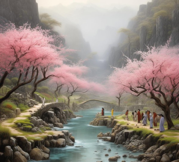 陶渊明桃花源记诗意解读，追寻心灵净土的世外桃源,陶渊明桃花源记诗意解读，追寻心灵净土的世外桃源,自然,第1张